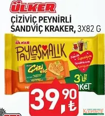 ÜLKER ÇİZİVİÇ PEYNİRLİ SANDVİÇ KRAKER 3X82 G ÜLKER ÇİZİVİÇ PEYNİRLİ SANDVİÇ KRAKER 3X82 G
